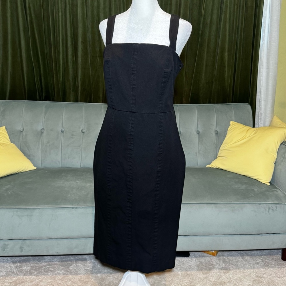 Banana Republic Strappy Midi Dresses - solid black and navy/black stripes BOGO